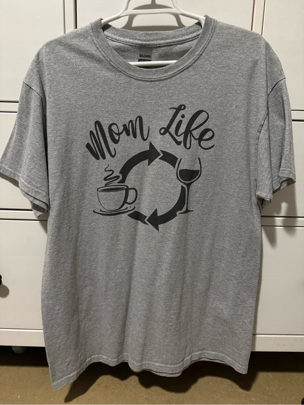 Gildan Gray 'Mom Life' Graphic Tee